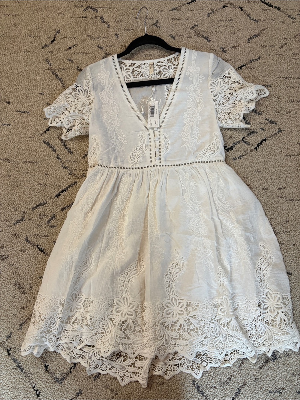 RARE Spell & The Gypsy "Magnolia Mini Dress" in White Sz small - Picture 3 of 6
